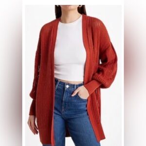 Women's Rust Open-Front Cardigan
